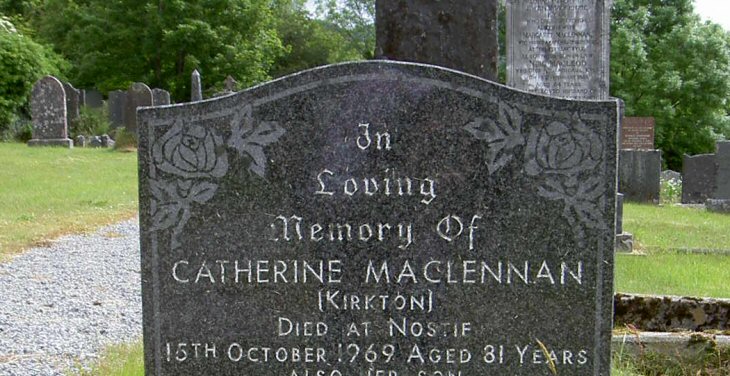 Photo of headstones/Catherine MacLennan d1969 hdstn KirktonLA